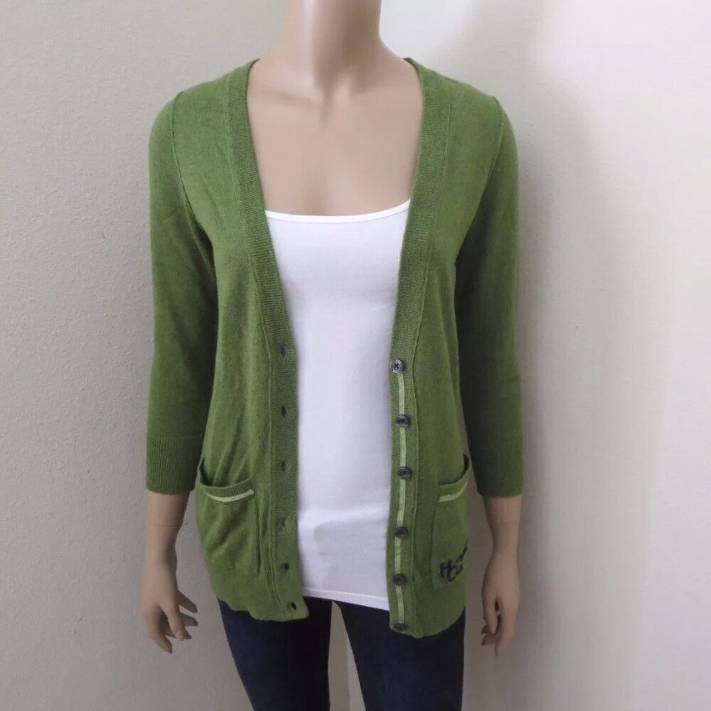 NWT Hollister Womens V-Neck Cardigan Size Small Sweater Top Shirt Green